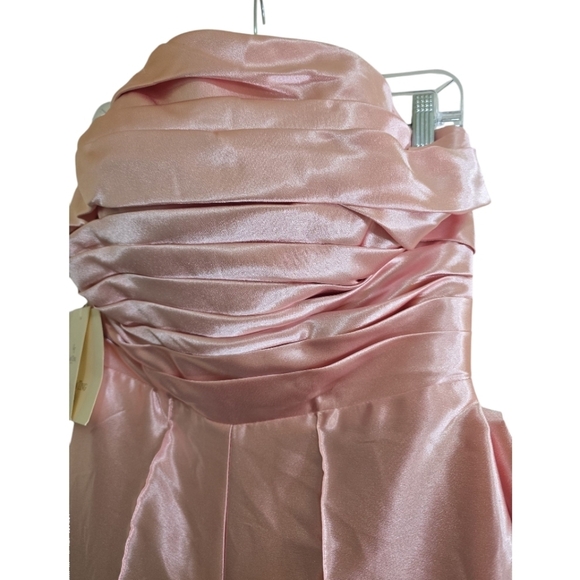 NWT LanTing Pink Satin Strapless Jumpsuit With Bowknot Back Medium Check Chart - Picture 5 of 12